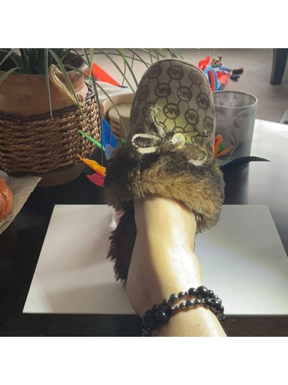 Vintage Black Amber Wrap Bracelet Ankle Choker - Picture 3 of 5